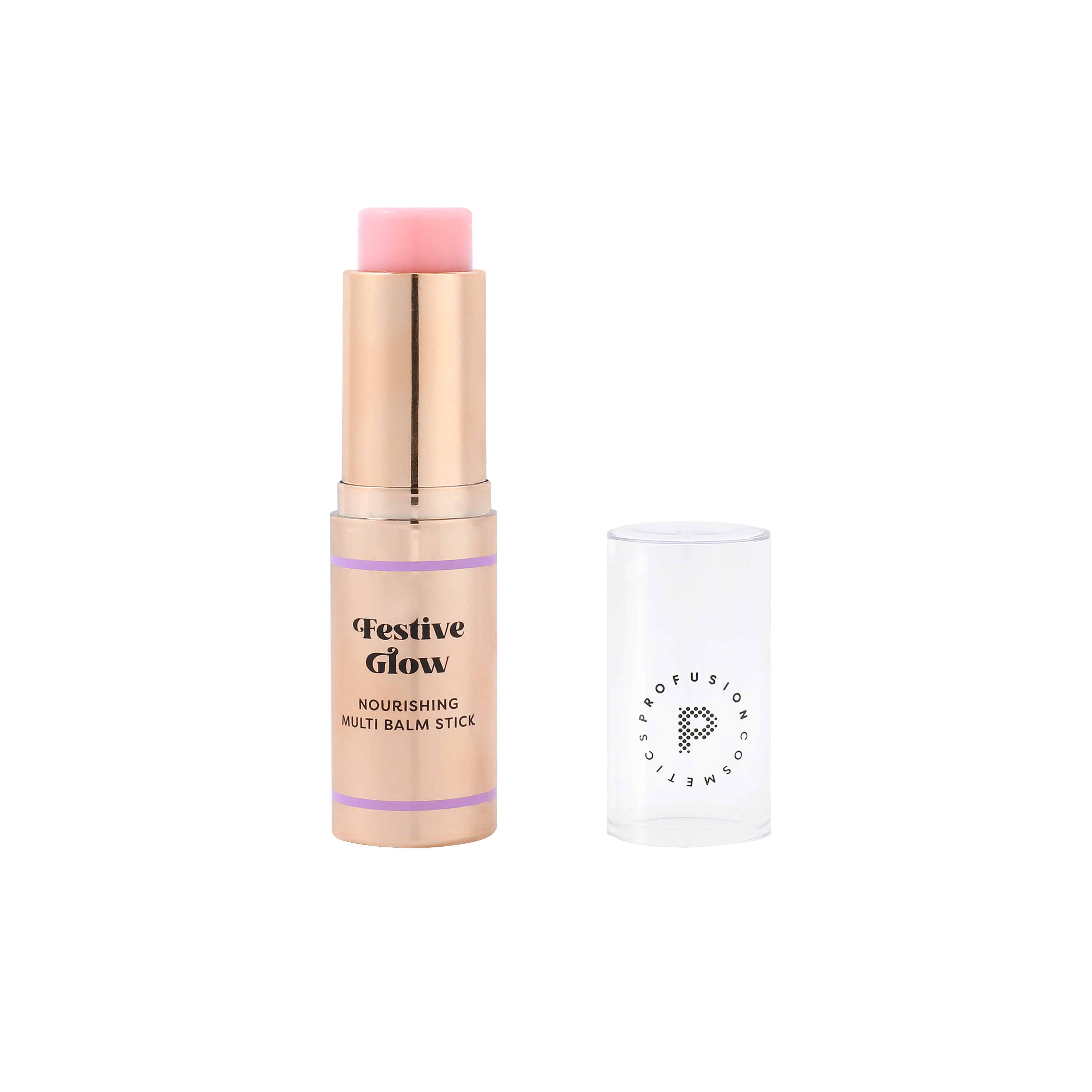 Profusion Cosmetics Frosted Snow Sparkle eye balm stick with shimmering festive glow and nourishing formula for brightening eyes.