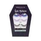 Profusion Cosmetics Lash Madness faux mink lash set with adhesive, three pairs of eye lashes displayed on a white background.