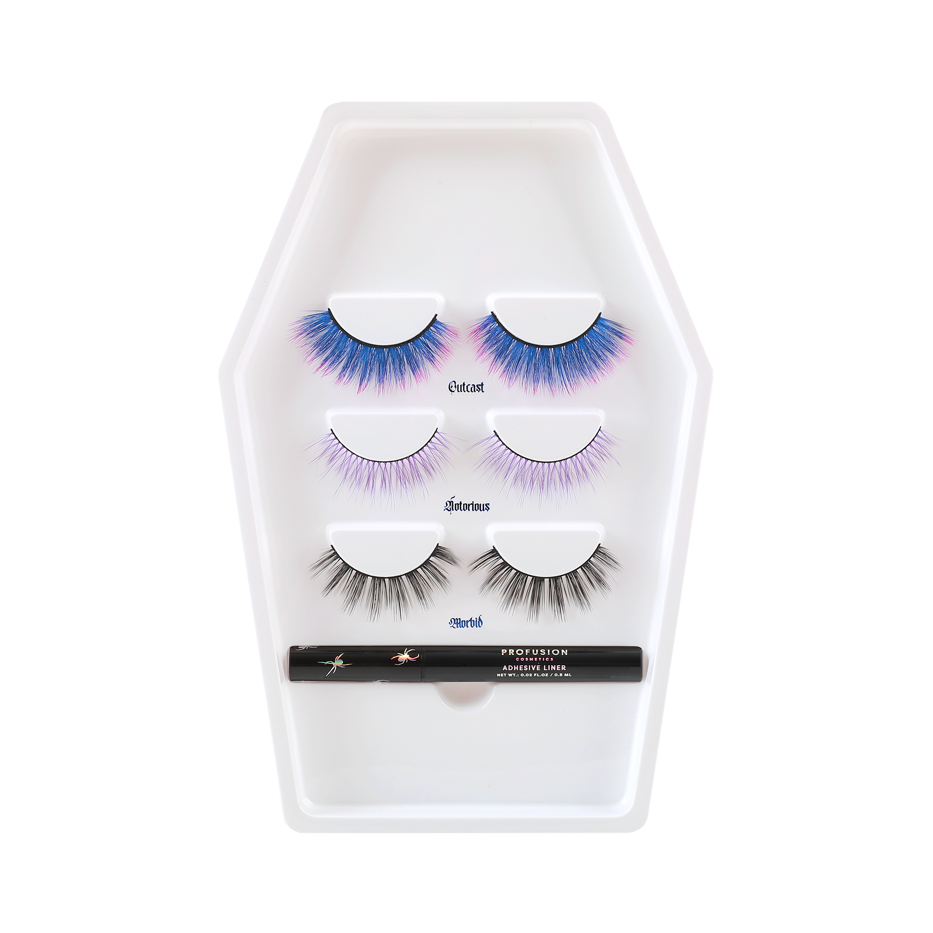 Profusion Cosmetics Lash Madness faux mink eyelash set with adhesive, featuring three pairs of natural-looking eye lashes.