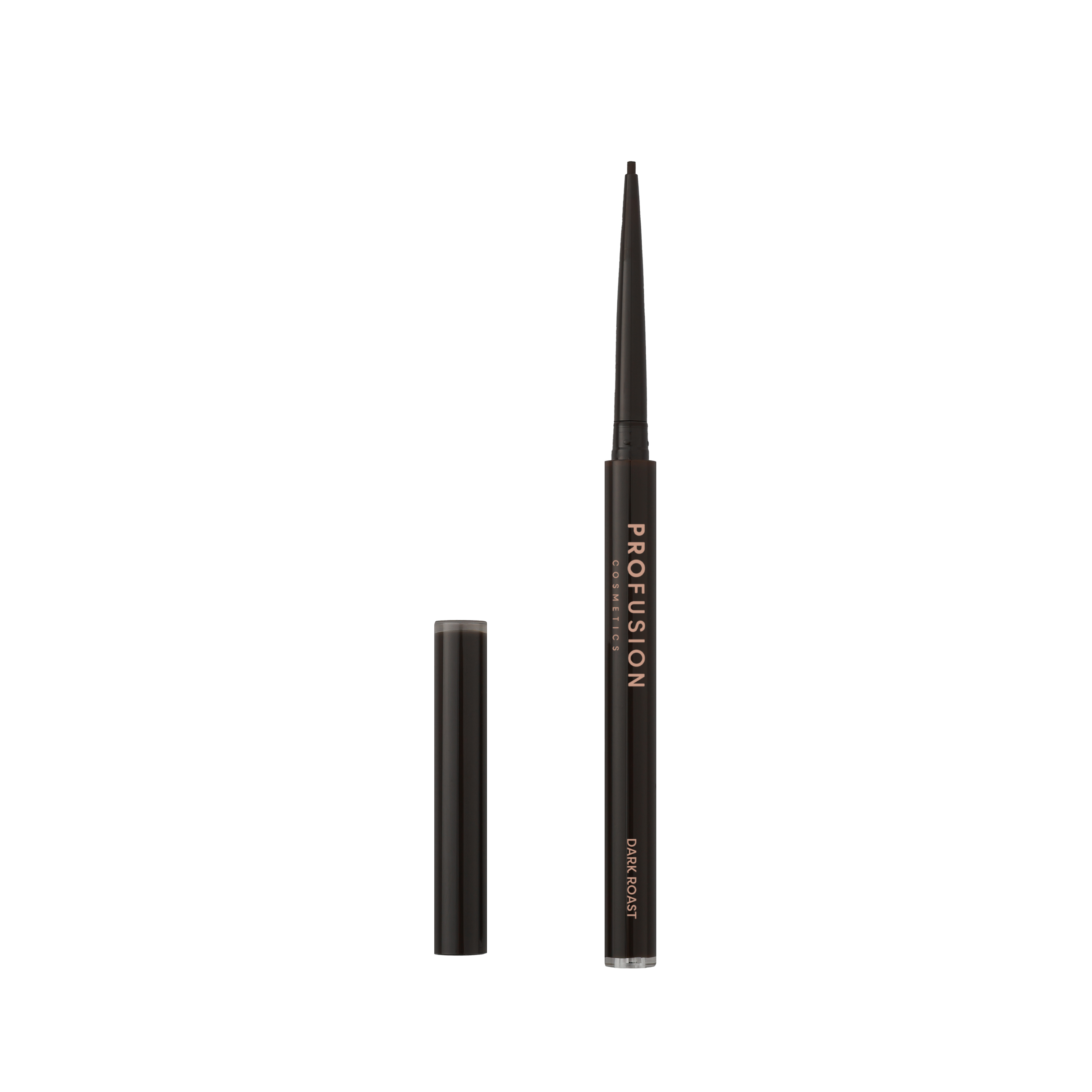 Profusion Cosmetics Seamless Strokes Precision Gel Eyeliner in Dark Roast, showcasing the dark brown gel liner applied on the eye.