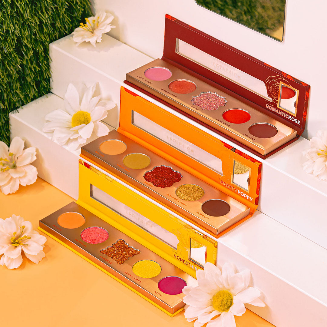 Profusion Cosmetics Blooming Hues 5-shade eye palette with romantic rose tones and natural eyeshadow shades.