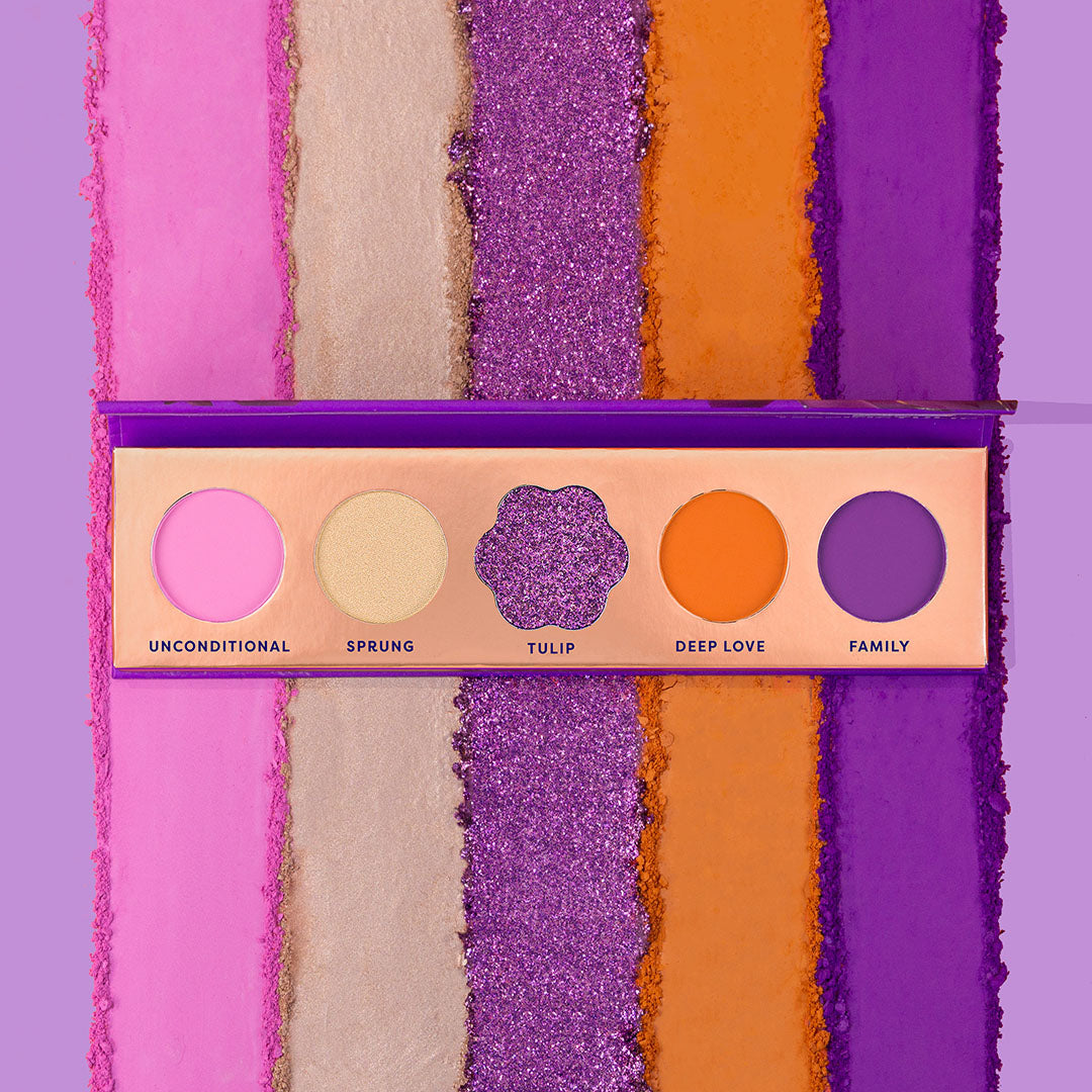 Profusion Cosmetics Blooming Hues 5-shade eye palette with romantic rose tones and soft, blendable eyeshadow shades.