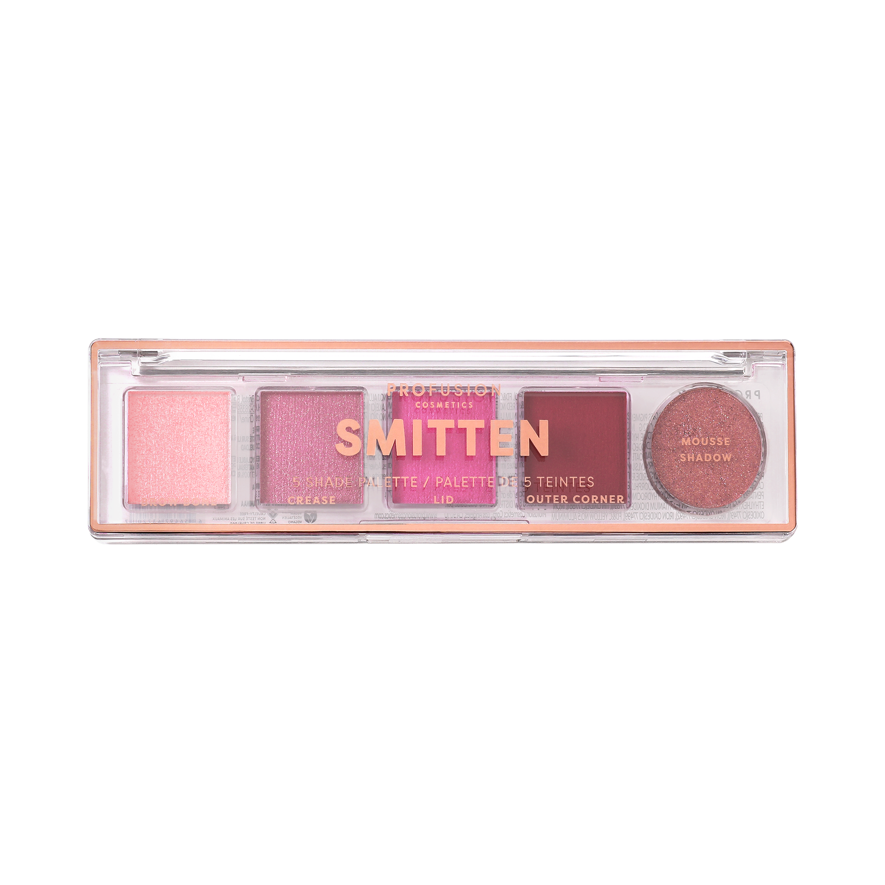 Profusion Cosmetics Mini Essentials 5 Shade Eyeshadow Palette with neutral and warm tones, compact and ideal for everyday makeup.