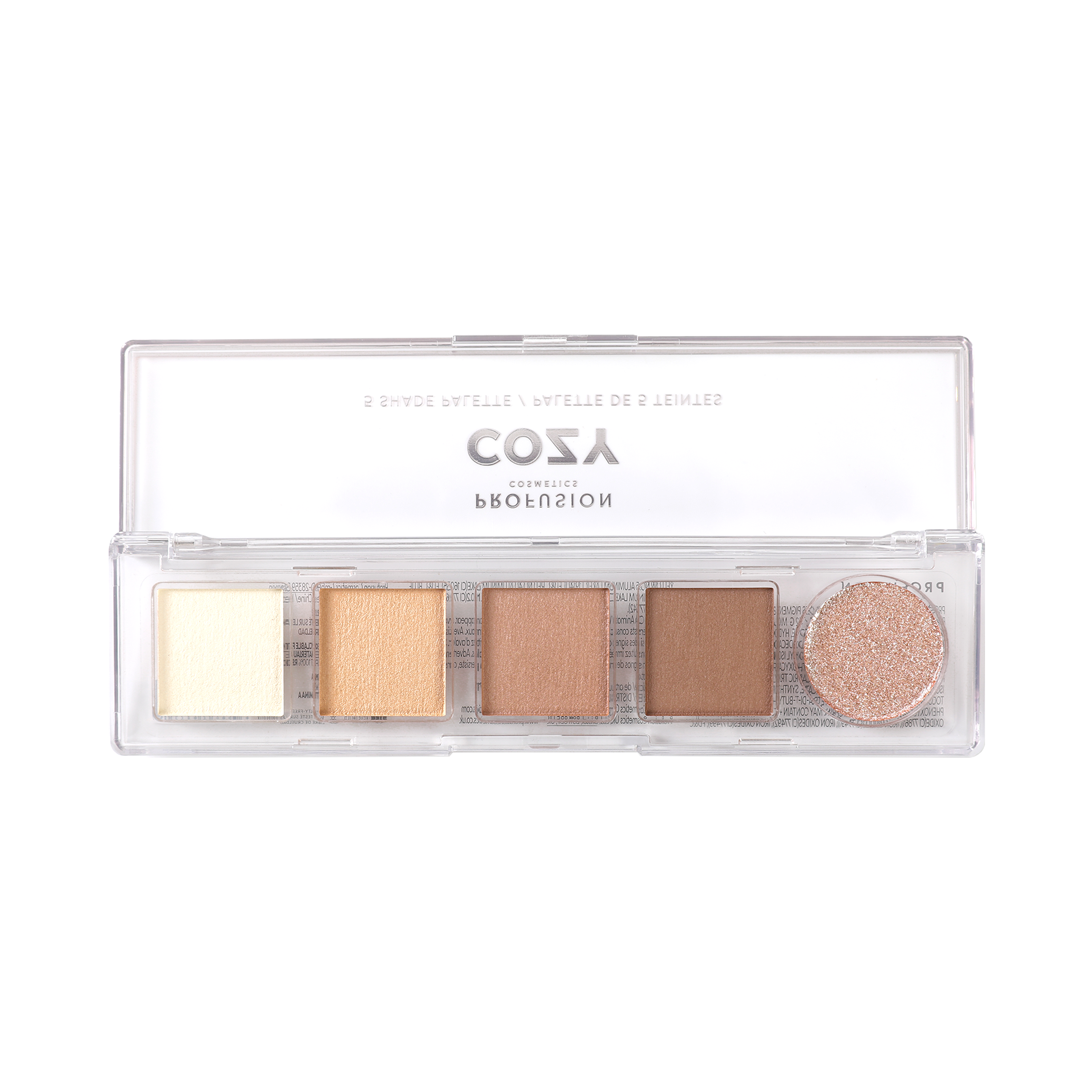 Profusion Cosmetics Mini Essentials 5 Shade Eyeshadow Palette with neutral and warm tones arranged in a compact palette.