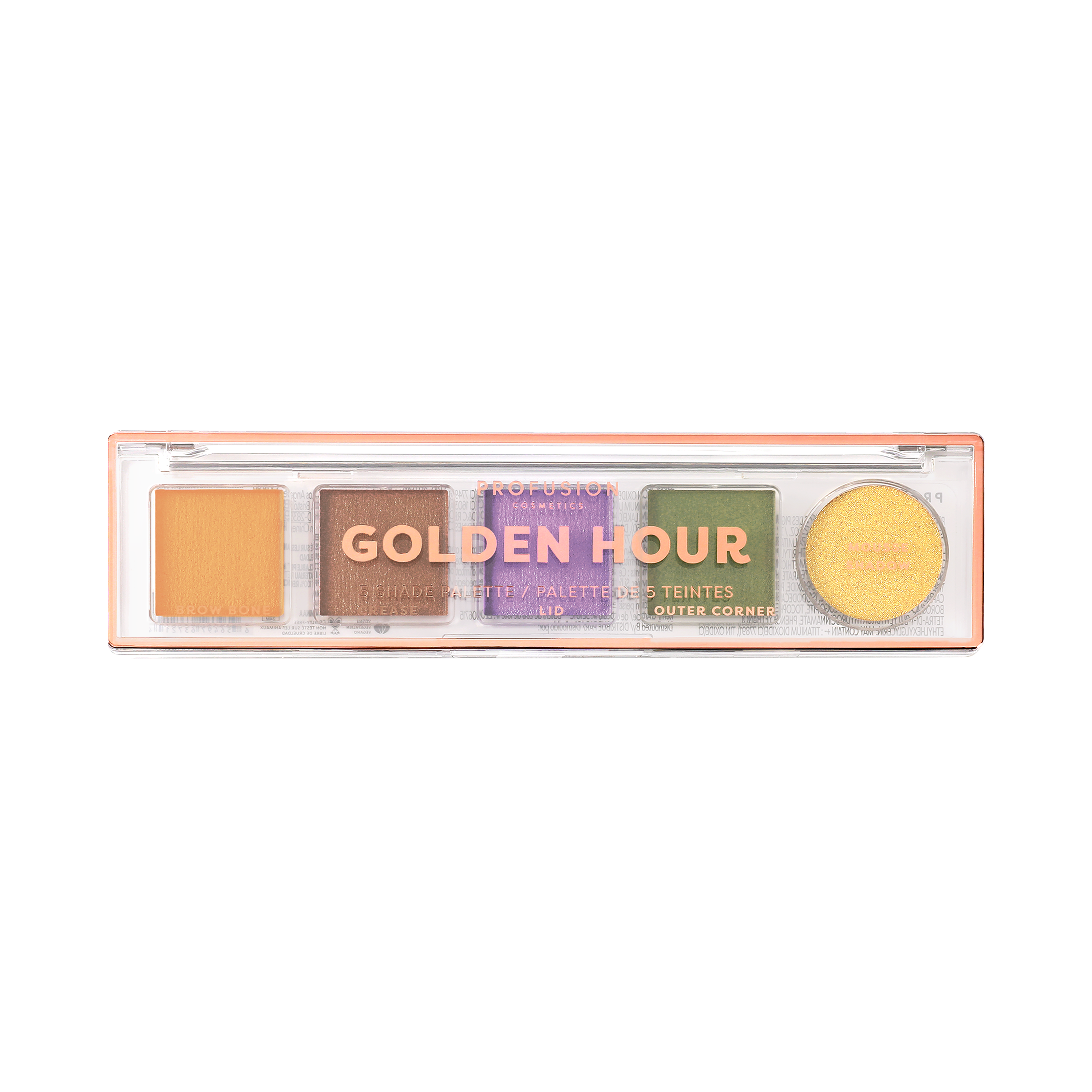 Profusion Cosmetics Mini Essentials 5 Shade Eyeshadow Palette with neutral and warm tones, compact and portable for everyday looks.