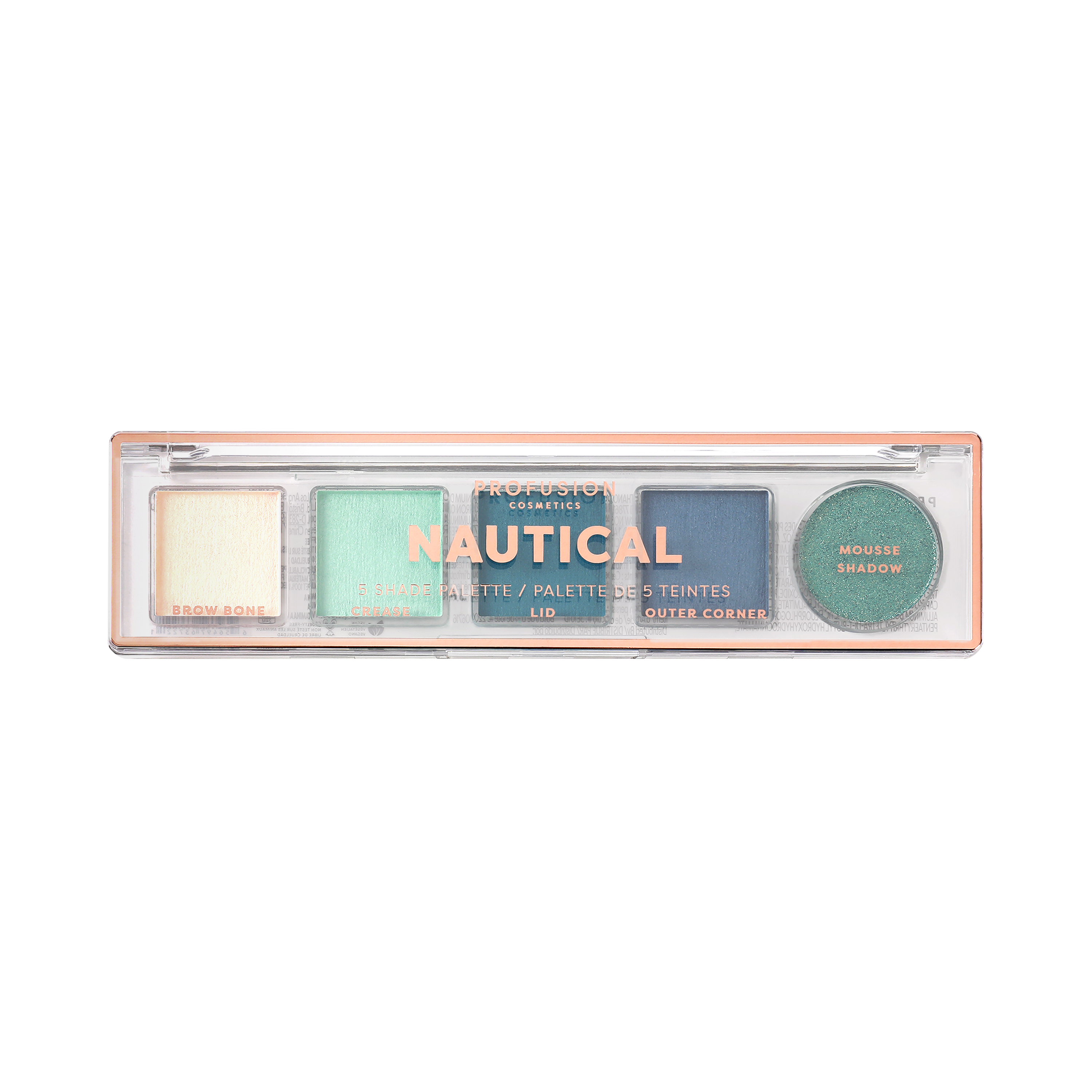Profusion Cosmetics Mini Essentials 5 Shade Eyeshadow Palette with neutral and warm tones in a compact, portable design.