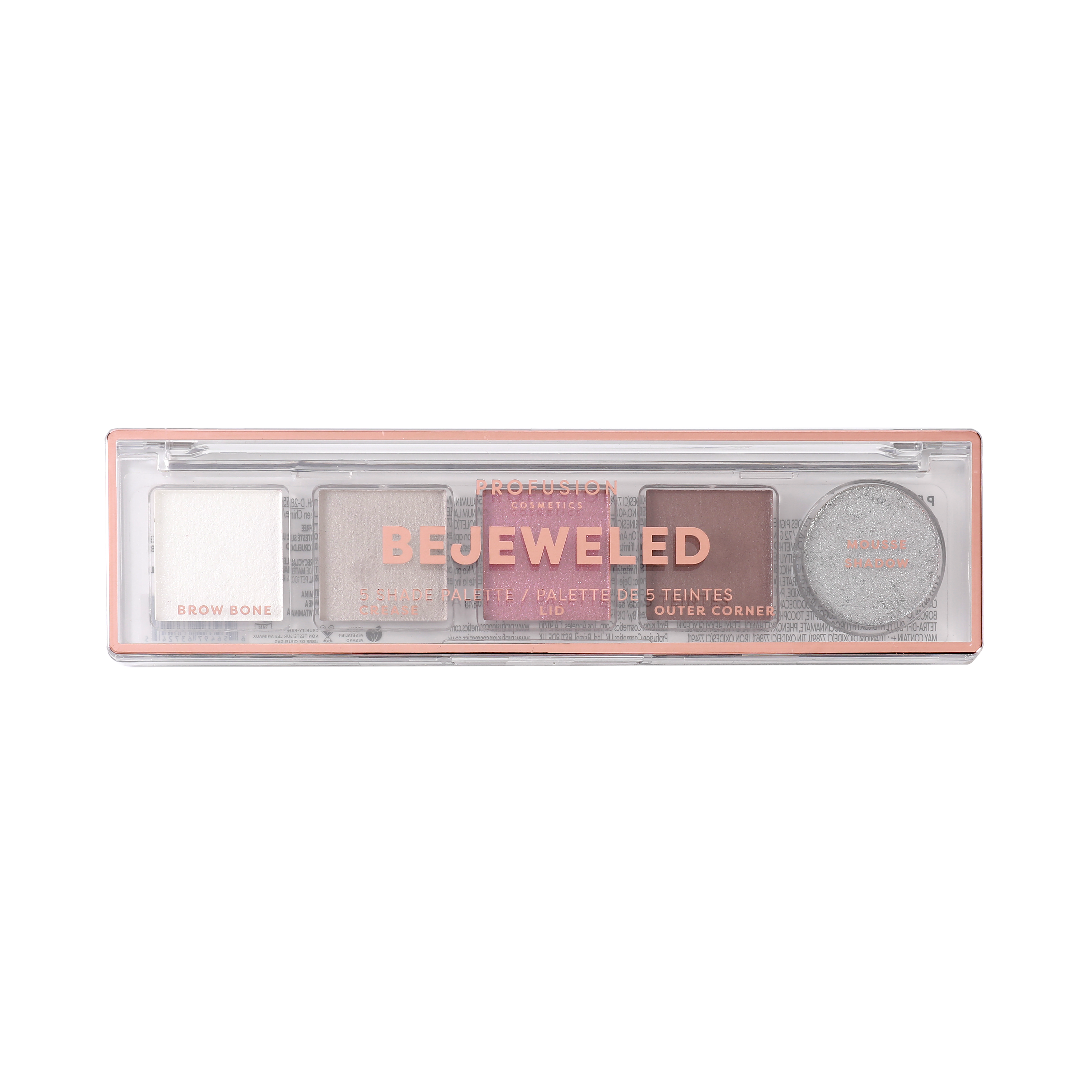 Profusion Cosmetics Mini Essentials 5-shade eyeshadow palette with neutral and warm tones, compact and perfect for on-the-go makeup.