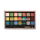 Profusion Cosmetics 21 Shade Eyeshadow Palette Adventurous with vibrant and neutral colors arranged in a sleek palette.