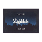 Profusion Cosmetics Enchanted Forest Nightshade eyeshadow palette with vibrant green, purple, and neutral shades for eye makeup.