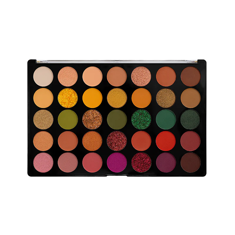 Profusion Cosmetics eyeshadow in Marigold, vibrant orange-golden matte eye makeup look with blended color