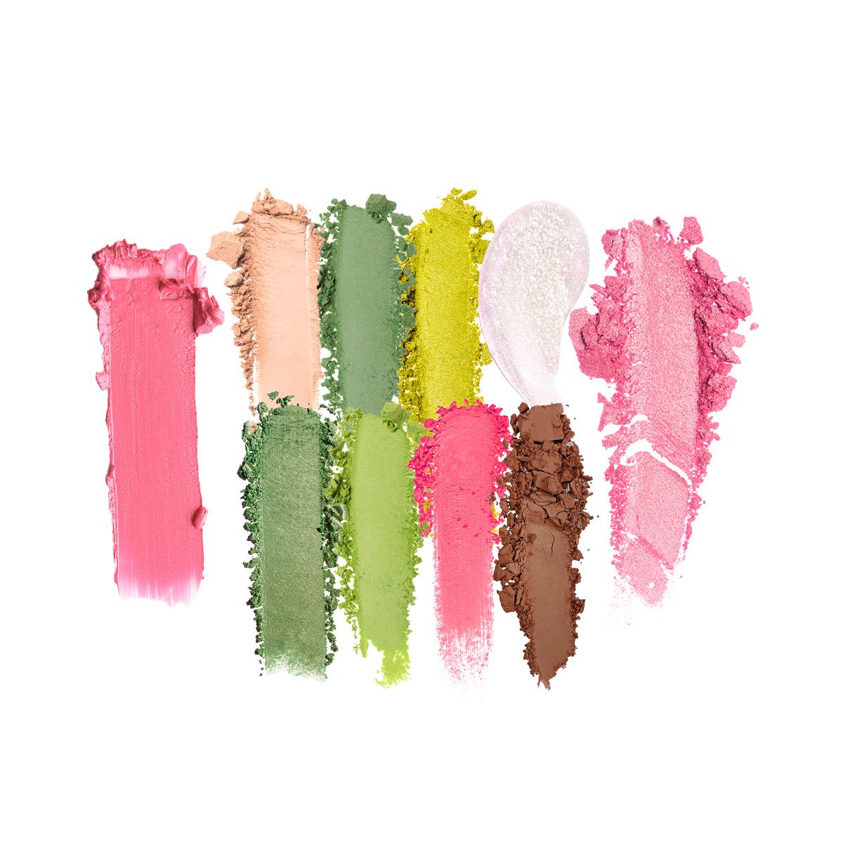 Profusion Cosmetics Matcha Break 10-shade eyeshadow palette with brush, featuring green and neutral tones for versatile eye looks.