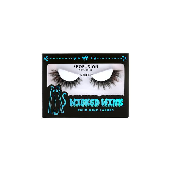 Profusion Cosmetics Monster Bash Wicked Wink Purrfect eyeshadow with bold, colorful eye makeup and intricate eye details.
