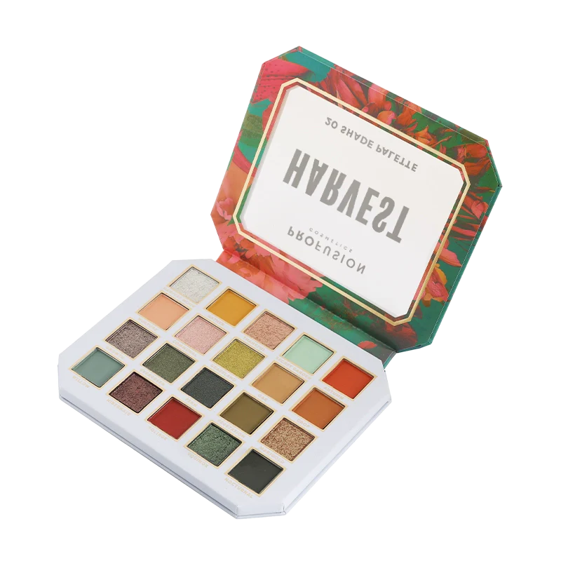 Profusion Cosmetics Superbloom Harvest 20-Shade Eyeshadow Palette with vibrant, earthy tones and a variety of matte and shimmer finishes.