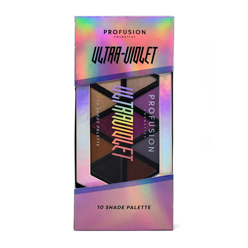Profusion Cosmetics Ultra Violet eyeshadow palette with vibrant purple and pink shades for bold eye looks.