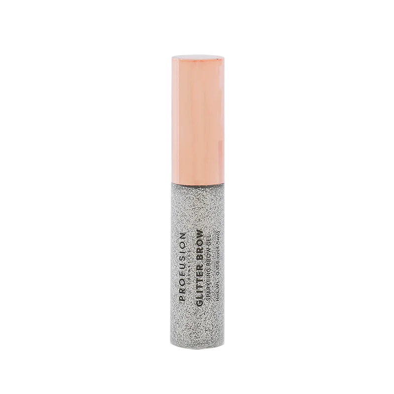 Profusion Cosmetics Written in the Stars sparkling brow gel on eyes, featuring shimmering finish and natural brow enhancement.