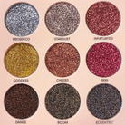 Profusion Cosmetics 20th Anniversary pressed glitter palette with gold eyeshadow and sparkle, perfect for eye makeup looks.