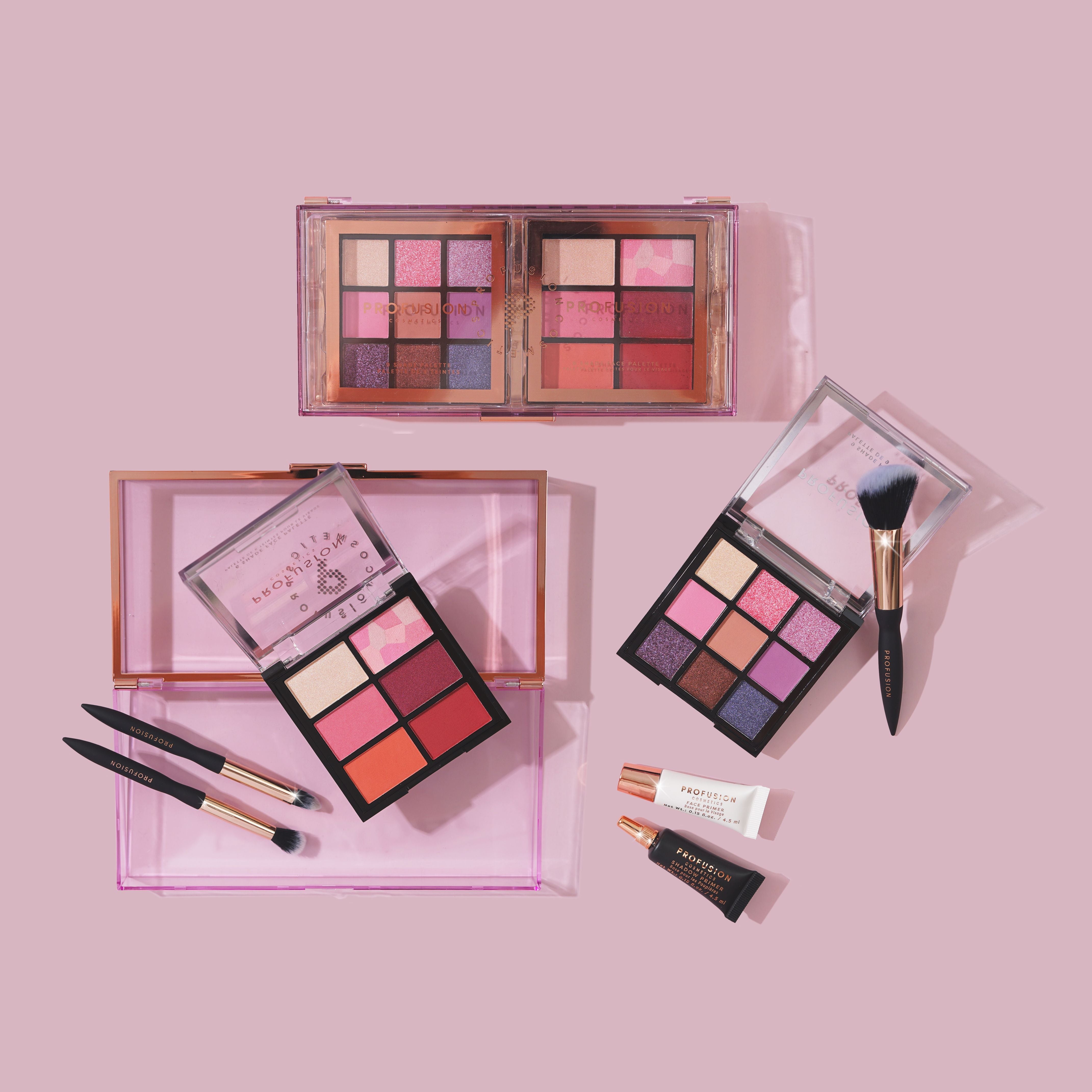 Profusion Cosmetics Artistry On-The-Go eyeshadow palette with various shades in a compact for quick eye makeup.
