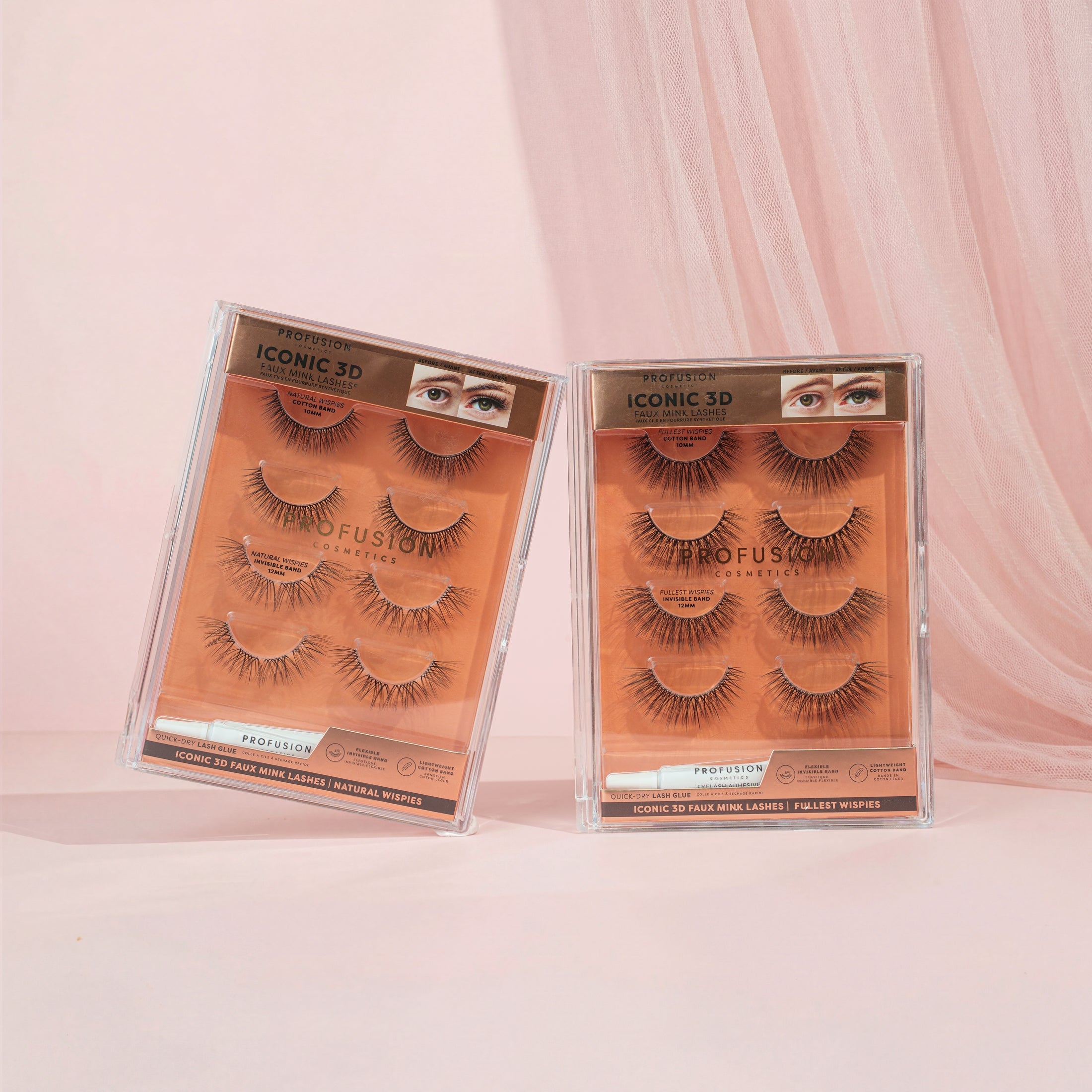 Natural-looking Iconic 3D Faux Mink Lashes for eyes, by Profusion Cosmetics, showcasing full, fluffy lash design.