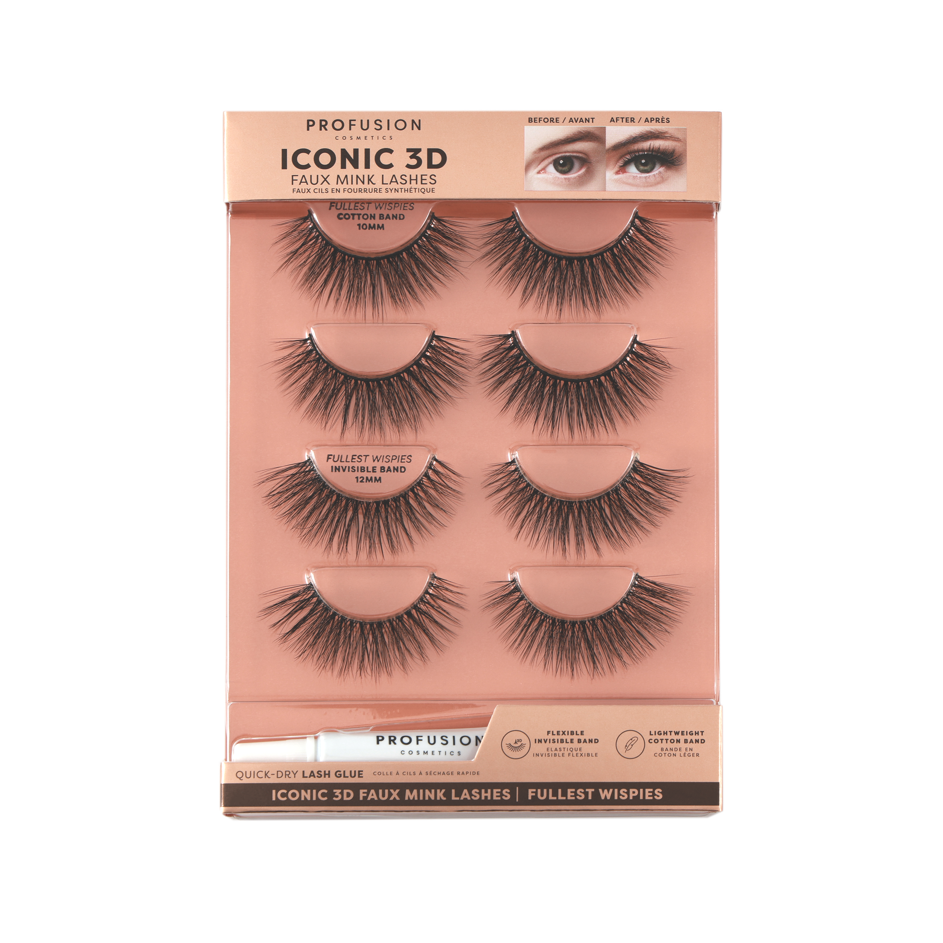 Natural-looking Iconic 3D Faux Mink Lashes by Profusion Cosmetics for eyes, showcasing full, voluminous lash style.