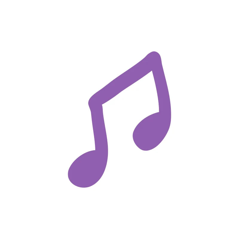Profusion Cosmetics face stamp with purple musical note design for eyes, featuring a "It's a Vibe" face the music theme.