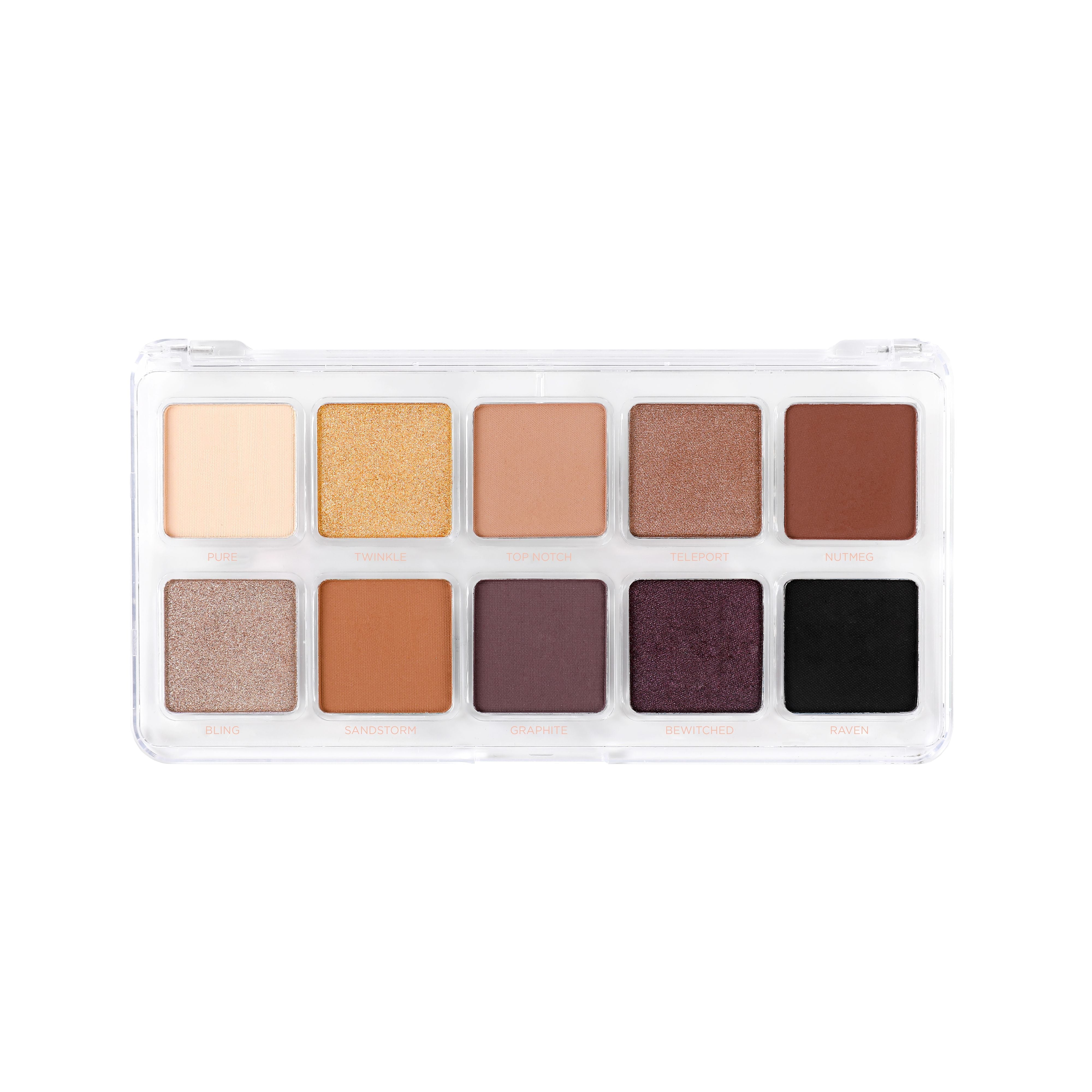 Profusion Cosmetics Essentials 10 Shade Eyeshadow Palette with smoky neutral tones and versatile eye makeup options.