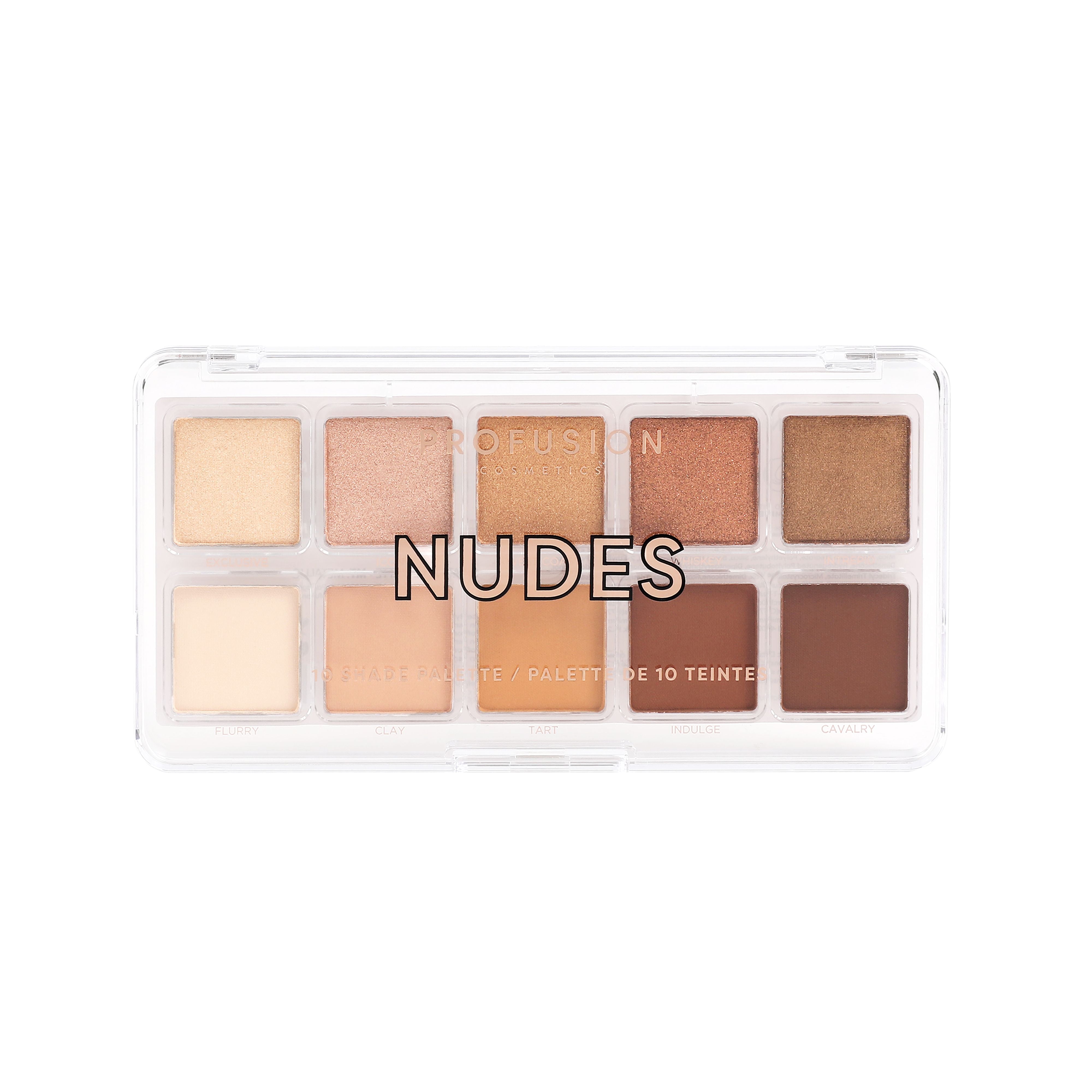 Profusion Cosmetics Essentials 10 Shade Eyeshadow Palette with smoky neutral tones and versatile shades for eye makeup.