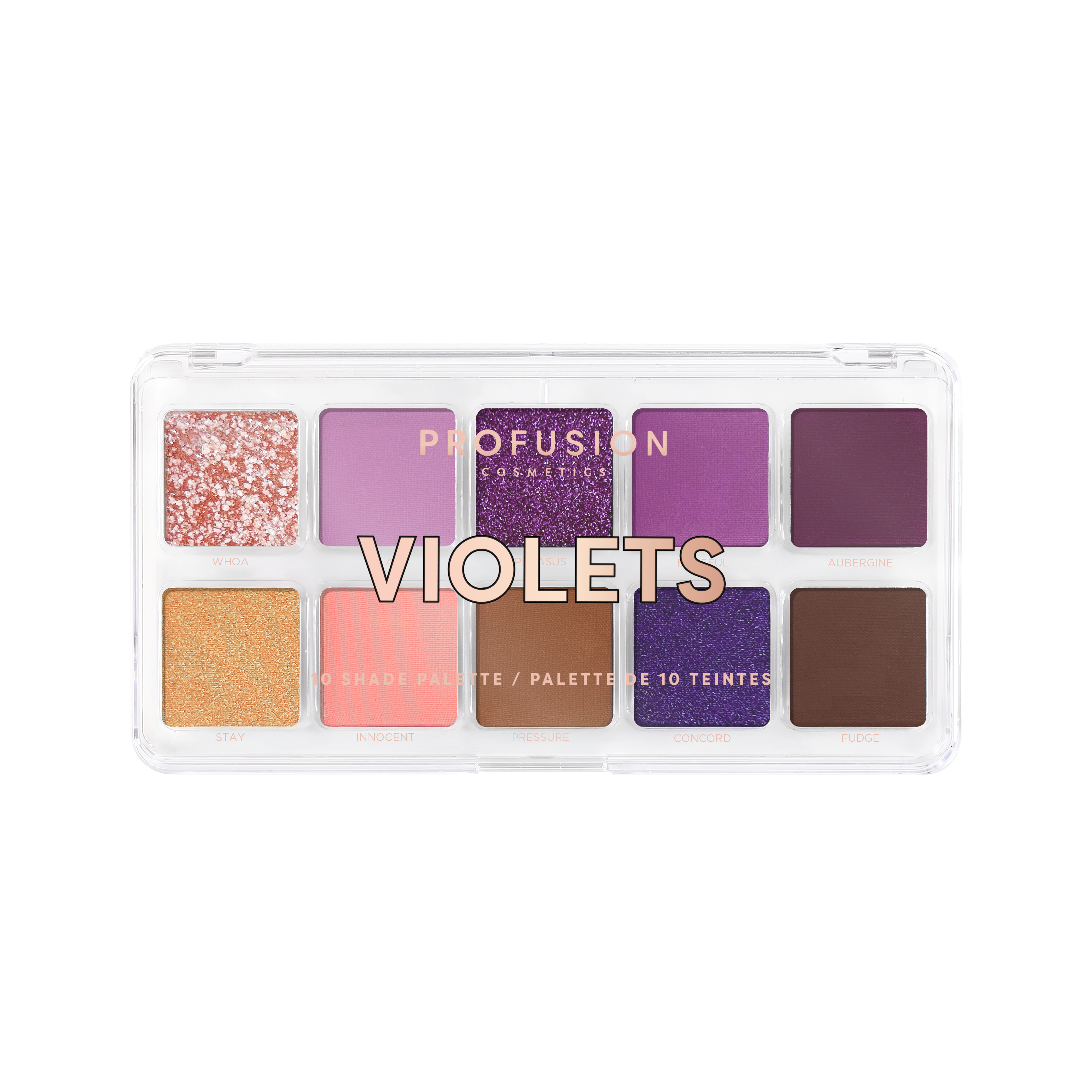 Profusion Cosmetics Essentials 10 Shade Eye Palette with smoky eyeshadow shades, featuring a variety of neutral and bold colors.