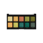 Profusion Cosmetics Essentials 10 Shade Eyeshadow Palette with smoky tones, featuring a variety of neutral and dark eye shadow colors.