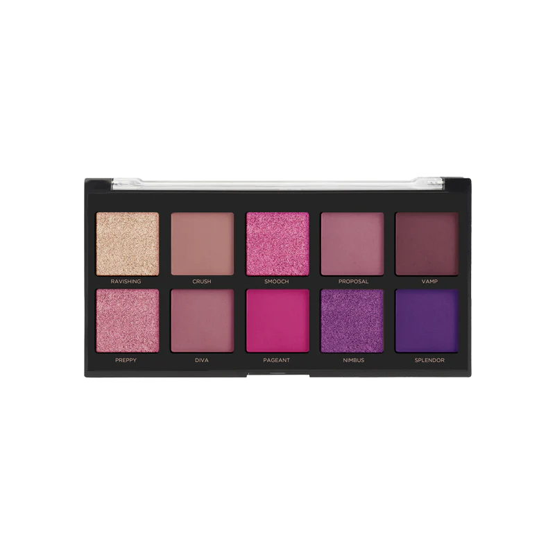 Profusion Cosmetics Essentials 10 Shade Eyeshadow Palette with smoky neutral tones and versatile shades for eye makeup looks.
