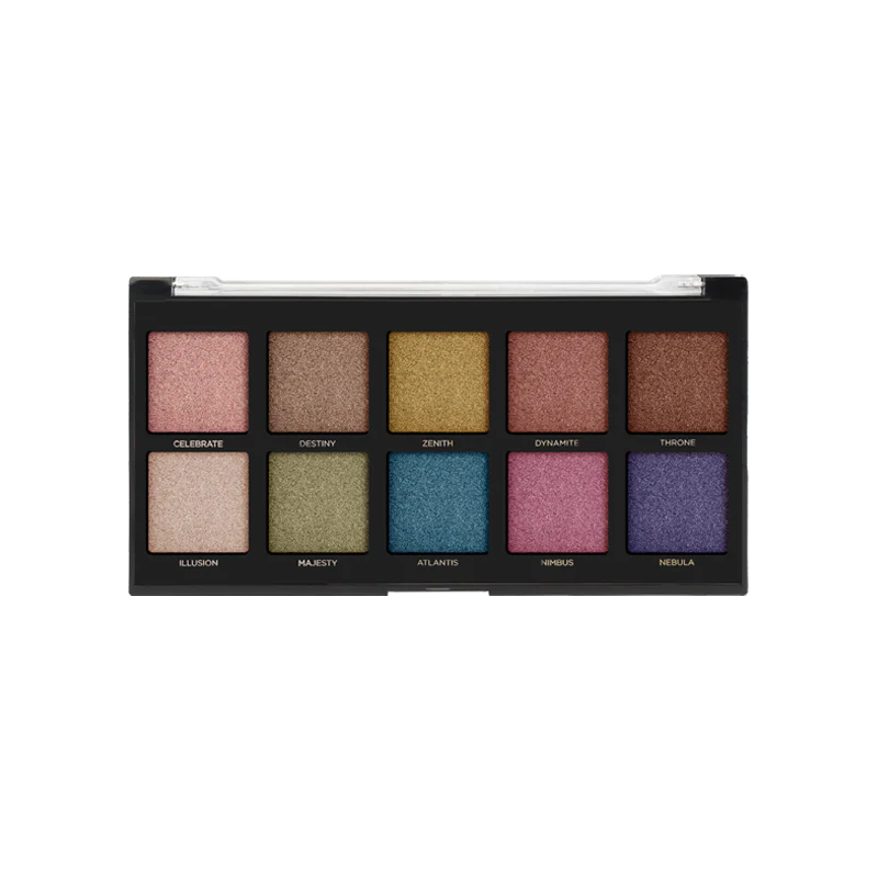 Profusion Cosmetics Essentials 10 Shade Eyeshadow Palette with smoky neutral tones and diverse shades for versatile eye looks