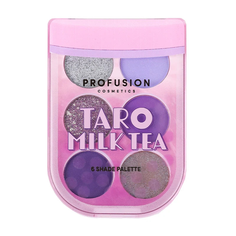 Profusion Cosmetics I 🖤 Boba Milk Tea eyeshadow palette with six shades in taro and milk tea tones, perfect for eye makeup looks.