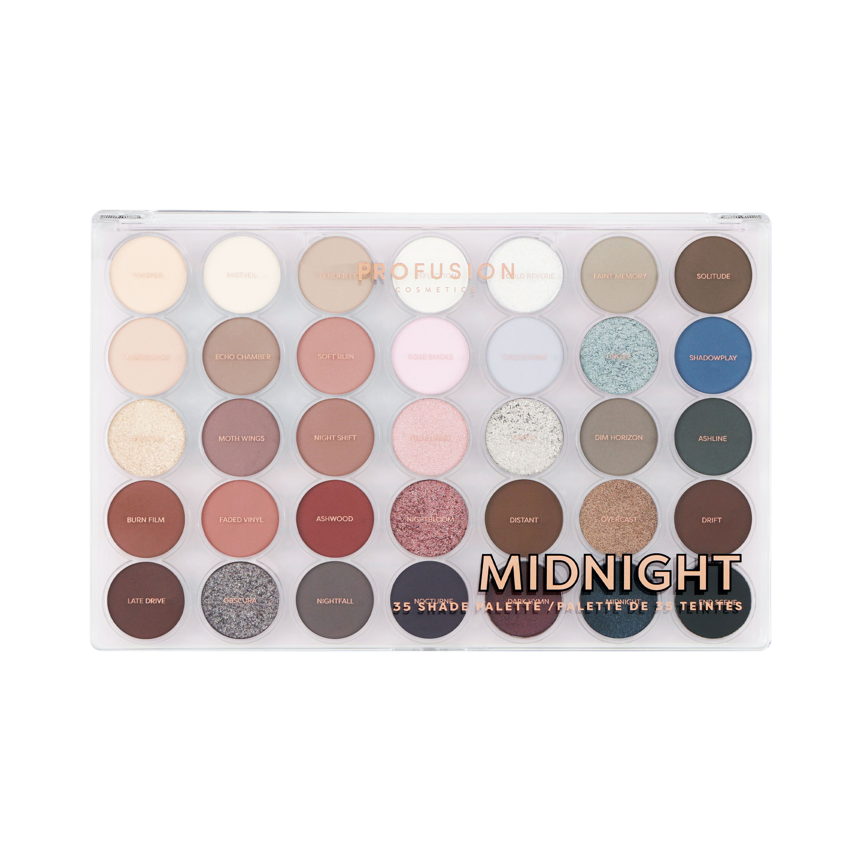 Profusion Cosmetics Pro Artistry 35 Shade Eyeshadow Palette with warm toasted tones and versatile colors for creative eye looks.