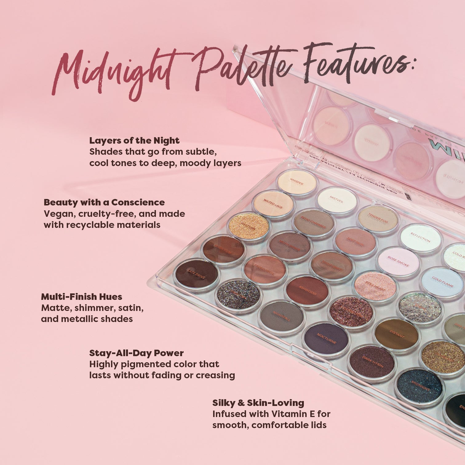 Profusion Cosmetics Pro Aritistry 35 Shade Eyeshadow Palette with warm toasted tones and a variety of vibrant colors.