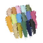 Profusion Cosmetics Artistry 21 Shade Eyeshadow Palette with a variety of colorful and neutral eyeshadow shades laid out on a white background.