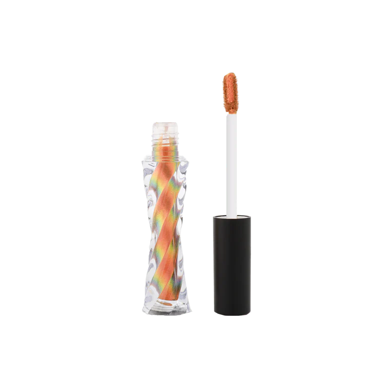 Profusion Cosmetics Prismatic Chrome Liquid Eyeshadow in a shimmering, reflective chrome finish on eyelids.