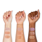 Profusion Cosmetics Holo Beam holographic highlighter on face, showcasing its shimmering, iridescent finish for a radiant glow.