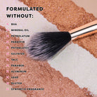 Profusion Cosmetics Holo Beam holographic highlighter on face, showcasing its shimmering, radiant glow for a luminous look.