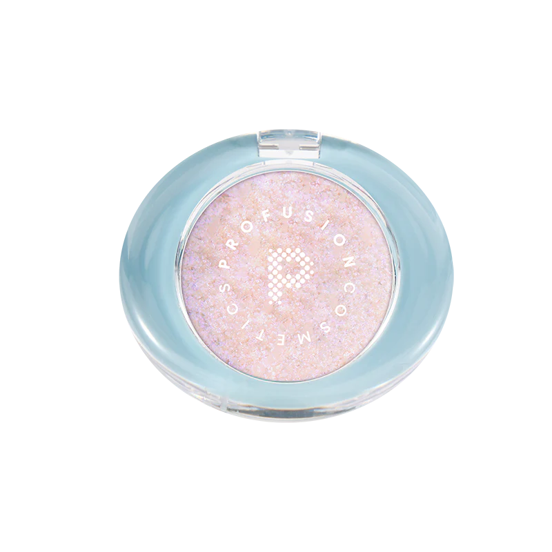 Profusion Cosmetics Bouncy Glow Frosted Holo Highlighter for face, showcasing its shimmering, frosted holographic finish.