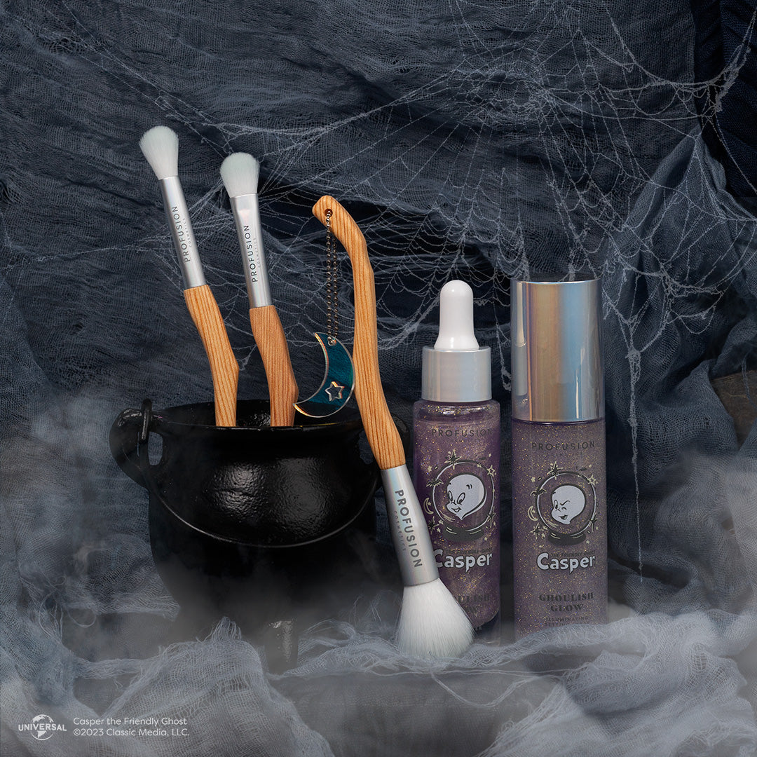 Profusion Cosmetics Casper the Friendly Ghost Ghoulish Glow face primer and setting spray with illuminating and ghoulish design.