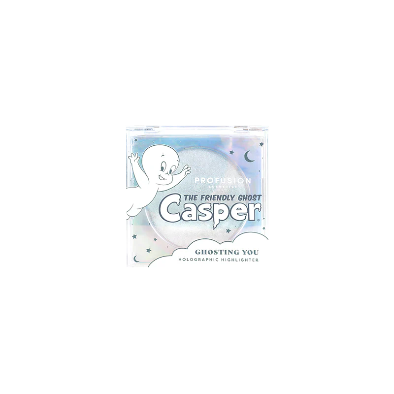 Profusion Cosmetics Casper the Friendly Ghost face highlighter with ghostly glow and playful design on the packaging.