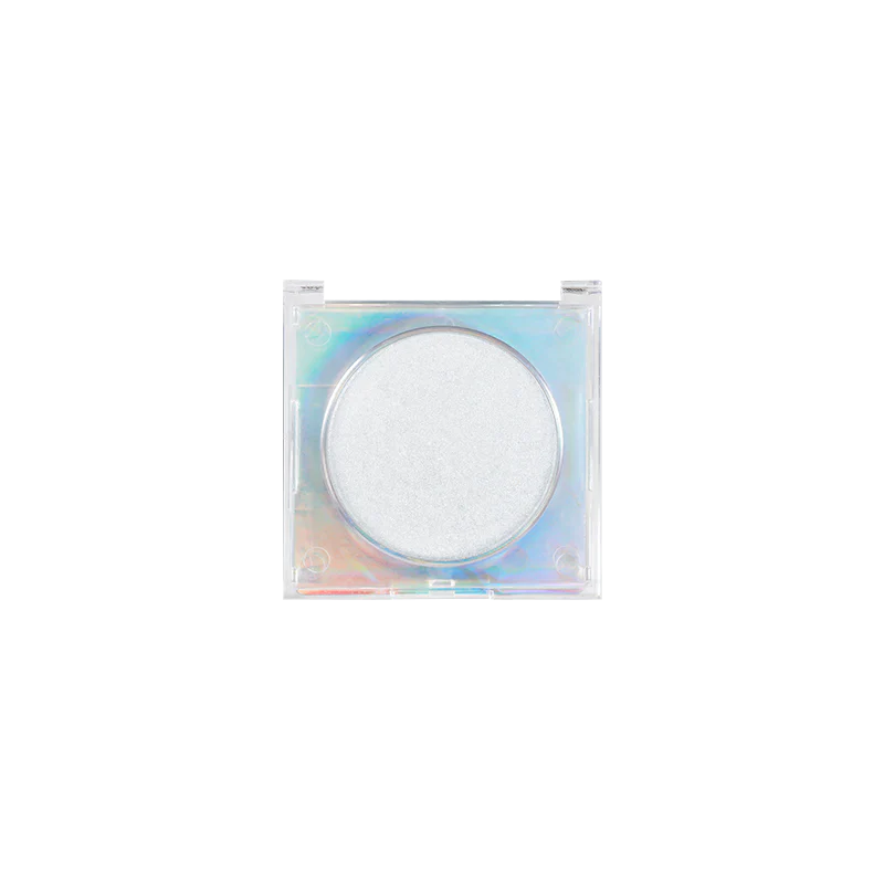 Profusion Cosmetics Casper the Friendly Ghost face highlighter with ghosting design on a makeup face, showcasing a luminous glow.