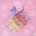 Profusion Cosmetics Frosted Snow Sparkle face powder puff set with shimmering, twinkling lights design for a radiant makeup look.