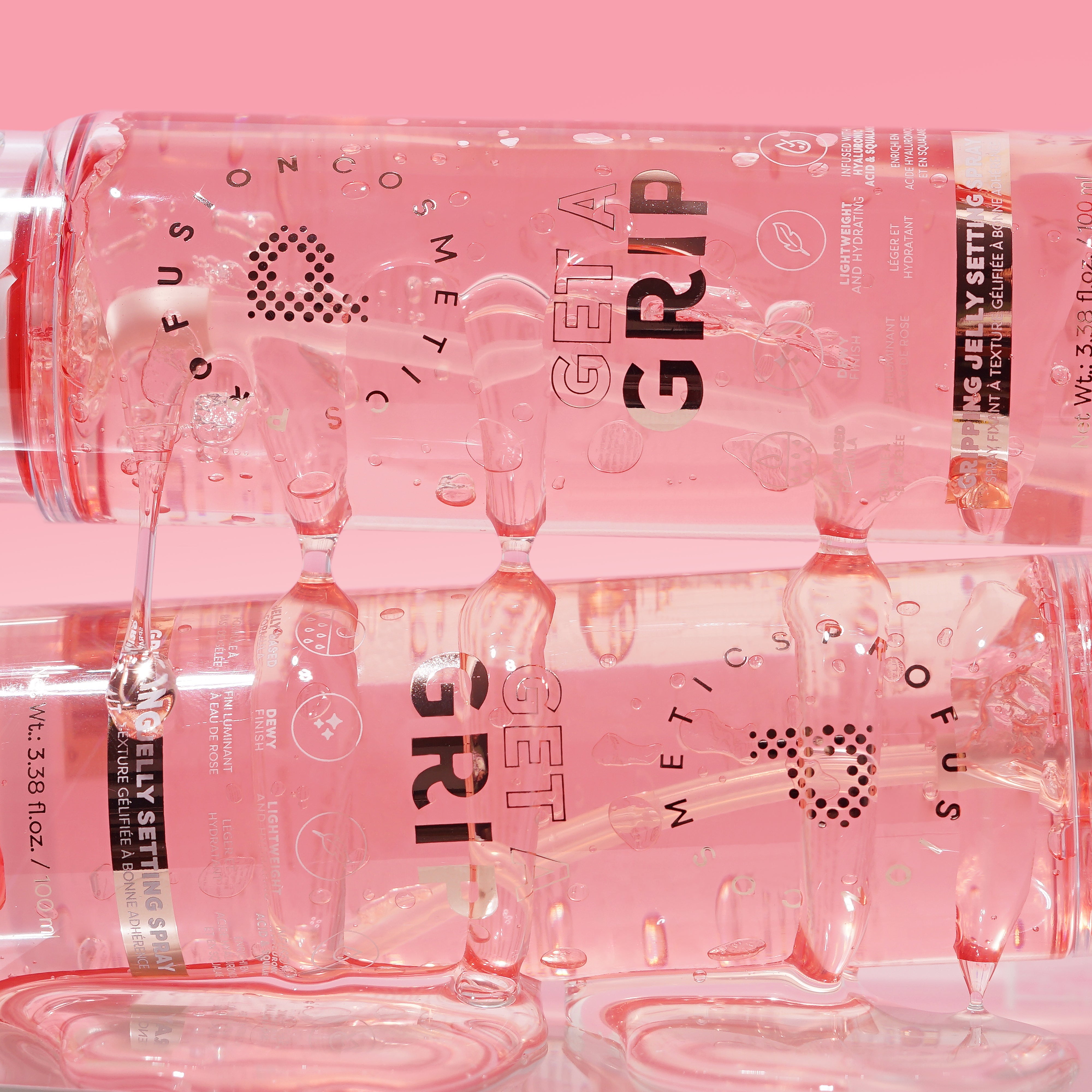 Profusion Cosmetics Get a Grip Gripping Jelly Setting Spray for face, hydrating and holding makeup in place.