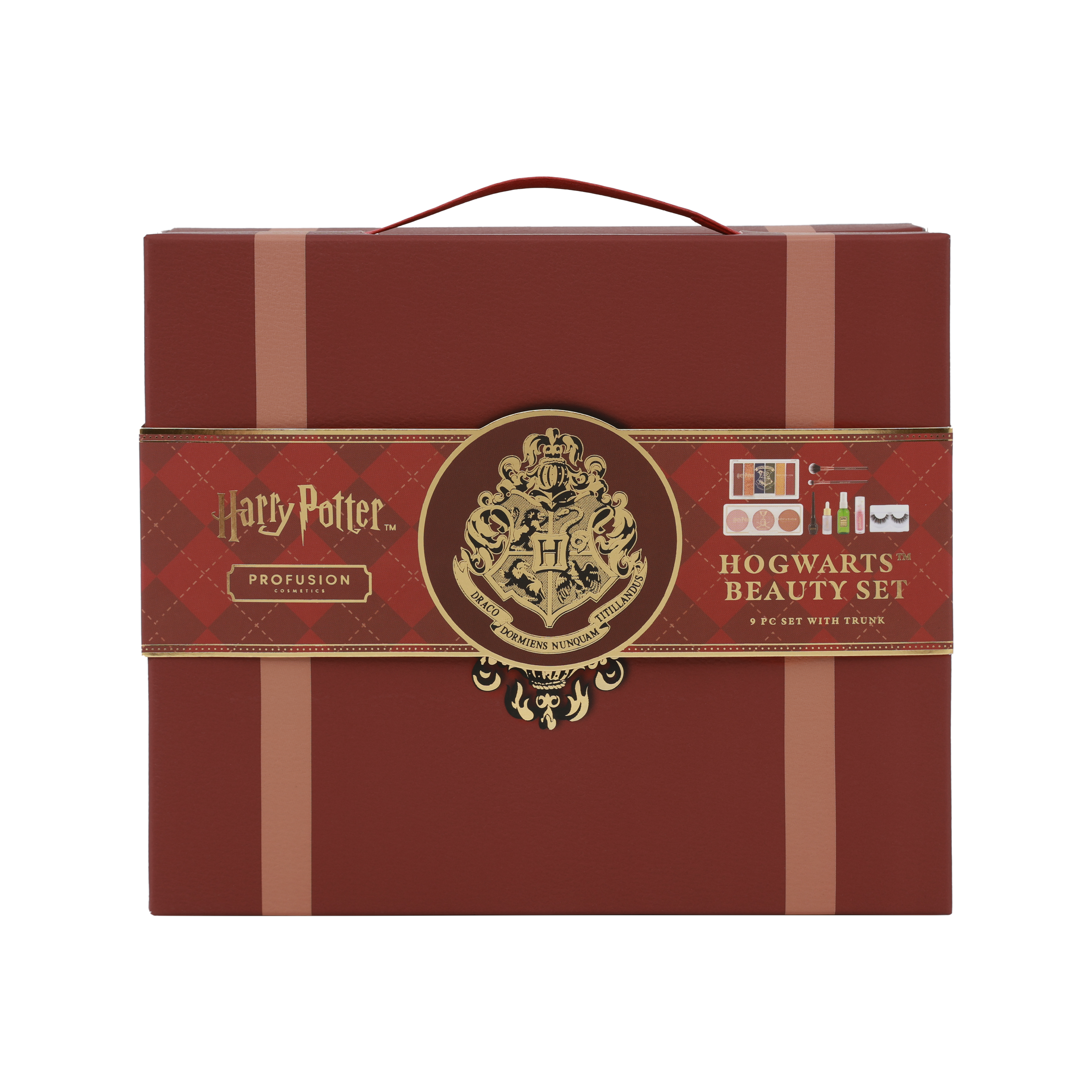 Profusion Cosmetics Harry Potter Holiday Hogwarts™ Face Beauty Set with makeup products in festive packaging.