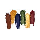 Profusion Cosmetics Harry Potter Hogwarts Holiday face palette with six colorful shades, swatched in a natural light image.