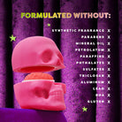 Profusion Cosmetics Monster Bash Graveyard Flush face lip and cheek balm in vibrant green and purple shades, with spooky Halloween-inspired design.