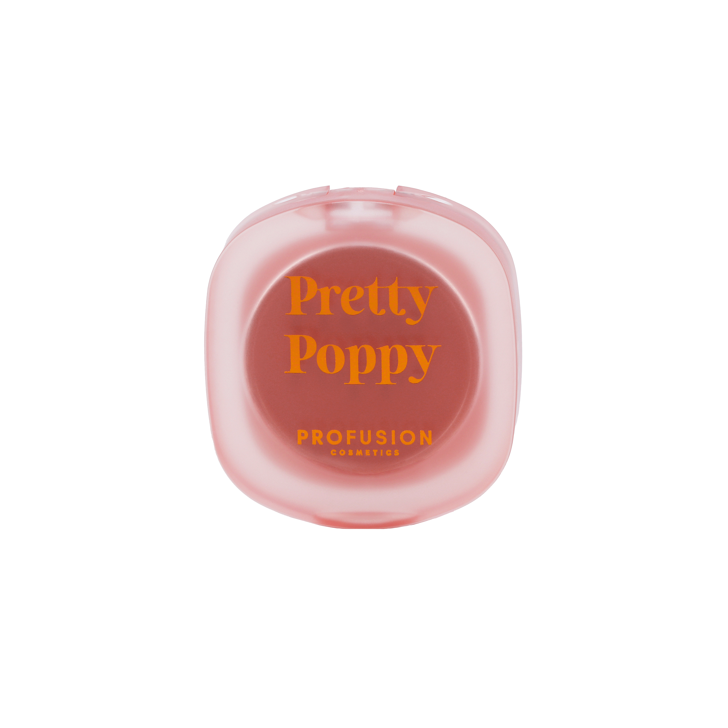 Profusion Cosmetics Petal Perfect Pretty Poppy lip and cheek cream blush in a vibrant pink shade, displayed on a face model.