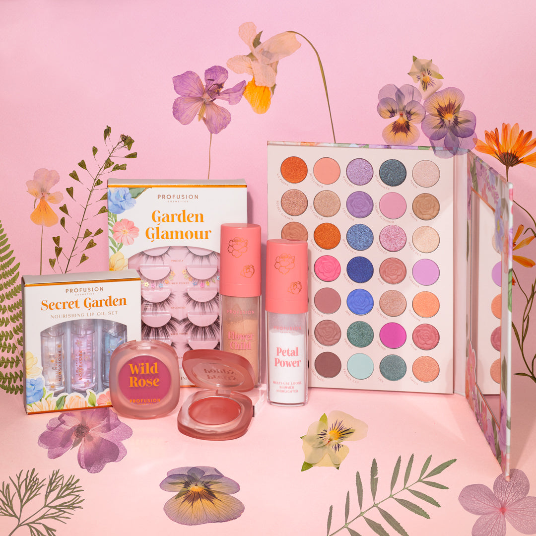 Profusion Cosmetics Petal Perfect Pretty Poppy cream blush on face, showing vibrant pink lip and cheek makeup application.