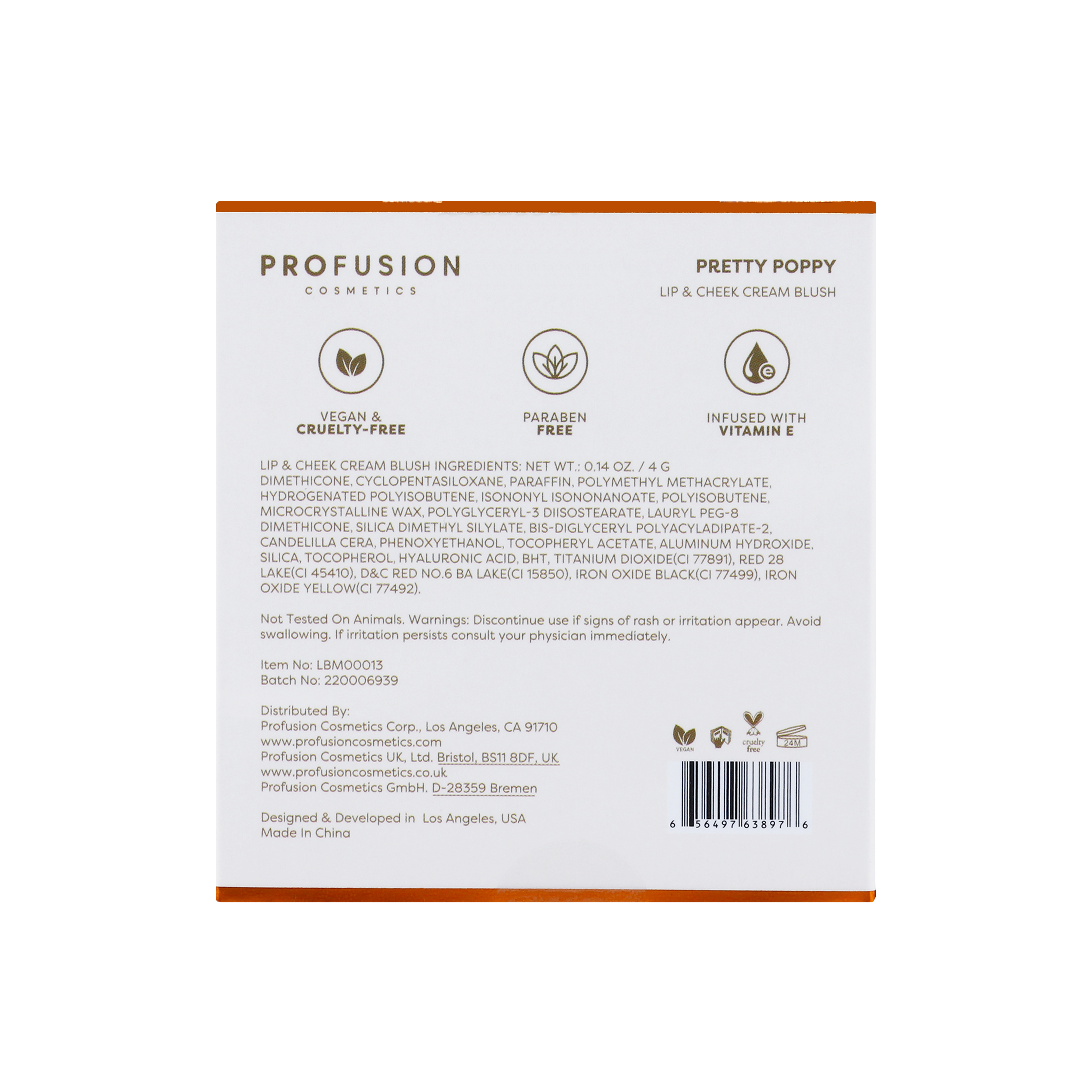 Profusion Cosmetics Petal Perfect Pretty Poppy lip and cheek cream blush in a soft pink shade, showcased on a face with natural makeup.