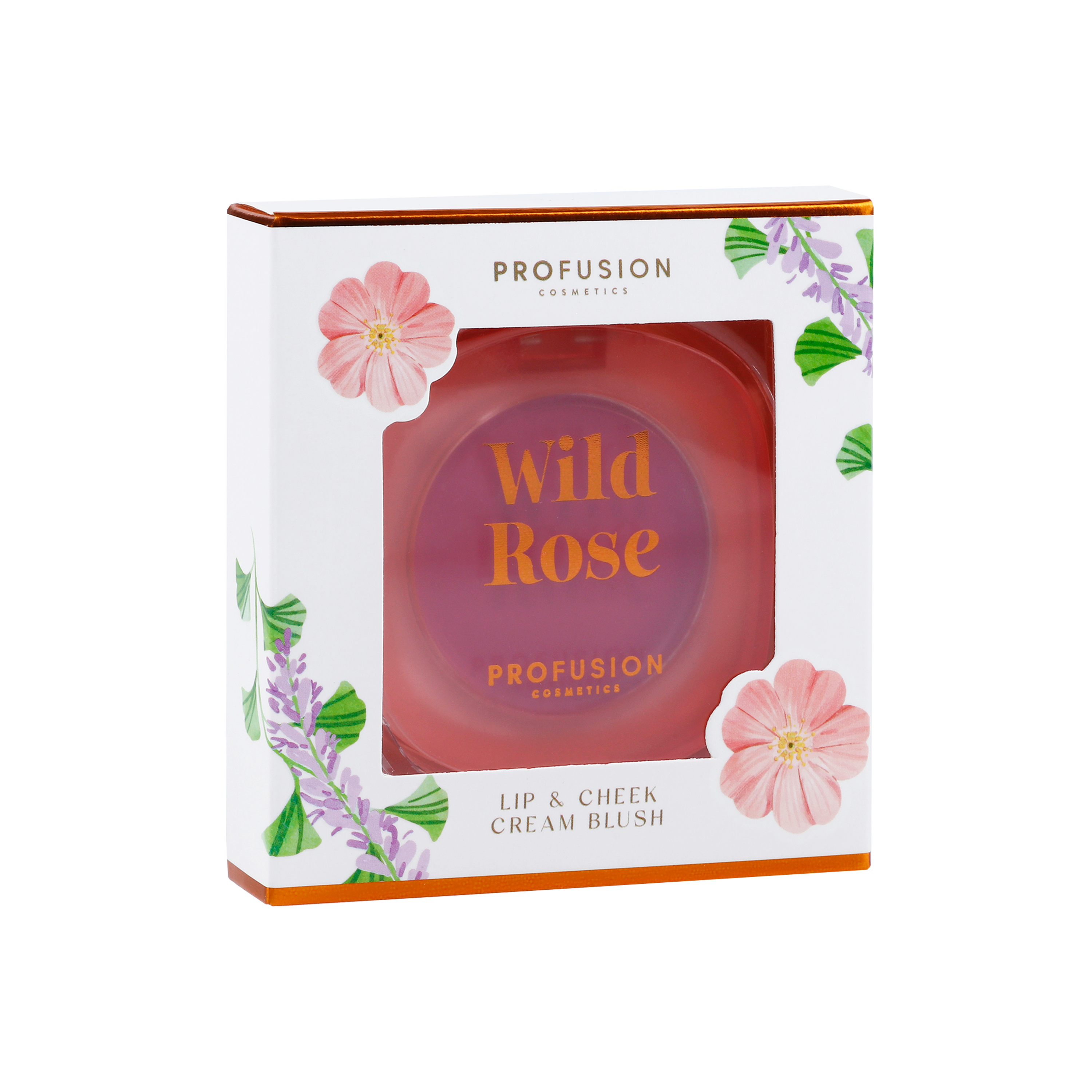 Profusion Cosmetics Petal Perfect Wild Rose face cream blush on a neutral background, showcasing the soft pink shade and compact packaging.